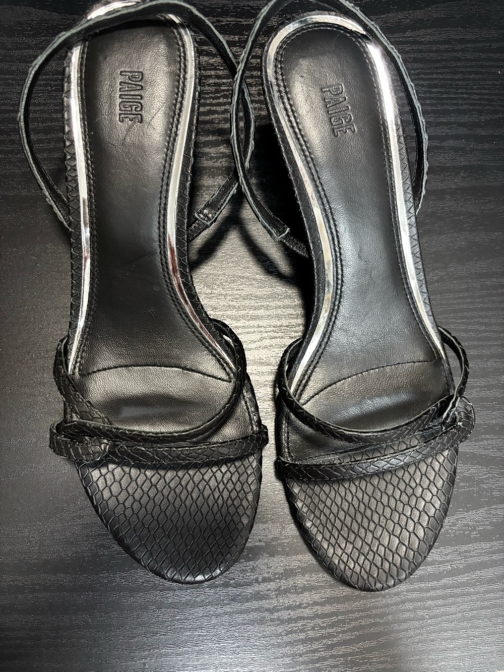 New PAIGE Black Strappy Sandal Heels